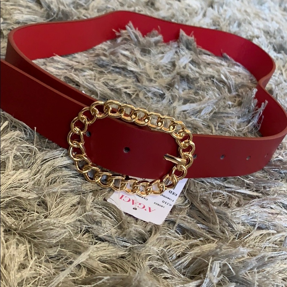 RED BELT WITH GOLD BUCKLE NWT